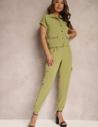  Compleu din 2 piese cu Bluză și Pantaloni Verde închis Ezrala