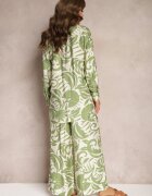  Compleu din 2 piese Verde din viscoză Cămașă cu mânecă lungă și Pantaloni largi Yiseria