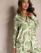  Compleu din 2 piese Verde din viscoză Cămașă cu mânecă lungă și Pantaloni largi Yiseria