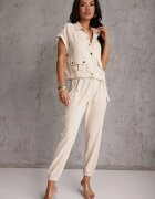  Compleu din două piese Bej cu Bluză și Pantaloni Ezrala
