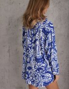  Compleu din două piese bleu-marin și alb Cămașă cu mâneci lungi rulabile Pantaloni scurți cu elastic în talie Bellafaie