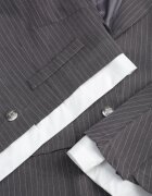  Compleu Elegant Gri în dungi cu Sacou Vestă și Fustă plisată Emmizelle