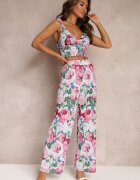  Compleu Floral Albastru deschis Din 2 piese cu Top și Pantaloni Tartisa