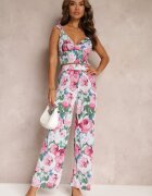  Compleu Floral Albastru deschis Din 2 piese cu Top și Pantaloni Tartisa