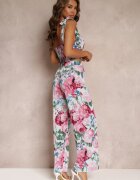  Compleu Floral Albastru deschis Din 2 piese cu Top și Pantaloni Tartisa