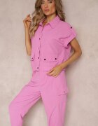  Compleu Fucsia din 2 piese cu Bluză și Pantaloni Ezrala