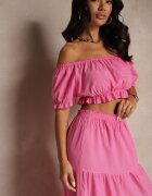  Compleu Fucsia din 2 piese din Viscoză în Stil Spaniol Avasa