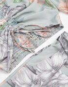  Compleu Mentă 2 piese Bluză cu mânecă lungă și Pantaloni largi cu elastic în talie floral Calaq