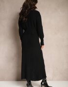  Compleu Negru din Tricot cu Lână Cardigan cu Nasturi și Fustă cu Elastic în Talie Melzina