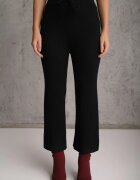  Compleu Negru din tricot Pantaloni cu croială lejeră Bluză și Cardigan deschis Irithaele