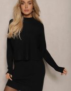  Compleu Negru din Tricot Rochie fără Mâneci și Top Semi-golf Croi Liliac Isabeline