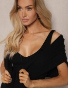  Compleu Negru din Tricot Rochie fără Mâneci și Top Semi-golf Croi Liliac Isabeline