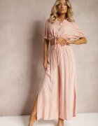  Compleu Roz deschis din Bumbac Stil Utility Cămașă și Pantaloni Largi Veola