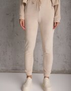  Compleu Trening Bej din Velur Pantaloni și Bluză cu Glugă cu Fermoar Styrena
