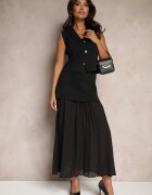  Compleu tricotat negru cu viscoză Vestă elegantă și Fustă Zelvila
