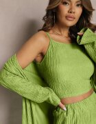  Compleu Verde deschis cu striații decorative cu Cămașă Top și Pantaloni Raliva