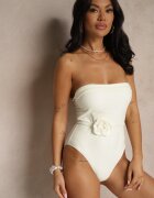  Costum de baie Bej deschis cu curea și cu colier cu floare 3D Irisrita