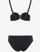  Costum de baie bikini două piese negru cu încrețituri decorative Nariella
