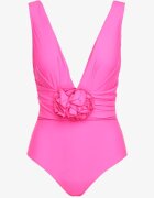  Costum de baie Fucsia Întreg Decorat cu Aplicație Floare 3D cu Întărire Seliris