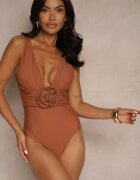  Costum de baie Maro Întreg Ornat cu aplicație floare 3D cu întăritură Seliris