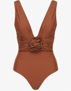  Costum de baie Maro Întreg Ornat cu aplicație floare 3D cu întăritură Seliris