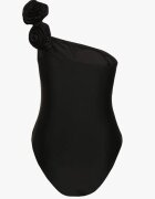  Costum de baie Negru întreg cu croială asimetrică cu aplicație florală Irisabel