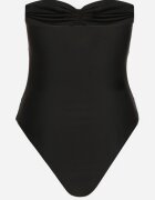  Costum de baie Negru întreg cu cupe întărite cu flori 3D și decupaje Irisfay