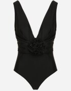  Costum de baie Negru Întreg Decorat cu aplicație Floare 3D cu întărire Seliris