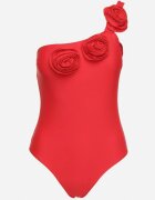  Costum de baie Roșu Întreg cu croi asimetric cu aplicație florală Irisabel