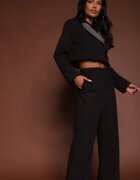  Costum Negru cu Sacou Scurt și Pantaloni Asimetrici Remilena