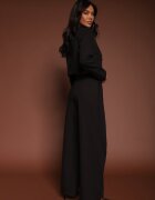  Costum Negru cu Sacou Scurt și Pantaloni Asimetrici Remilena