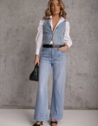 daysie Blugi Albastre High Waist Wide Leg din Bumbac Grynola