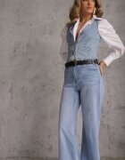 daysie Blugi Albastre High Waist Wide Leg din Bumbac Grynola