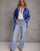 daysie Blugi Albaștri Din bumbac High Waist Wide Leg Cariloth