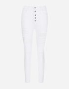 daysie Blugi Albi Skinny cu Talie Înaltă Yholo