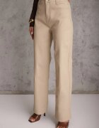 daysie Pantaloni Bej Ceruiți cu croială largă High Waist Sezila