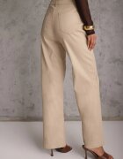 daysie Pantaloni Bej Ceruiți cu croială largă High Waist Sezila