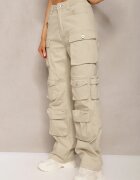 daysie Pantaloni Bej deschis Din bumbac Cargo High Waist Arcara