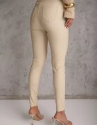daysie Pantaloni Bej Deschis din Piele Ecologică cu Croială Skinny Sonowa