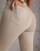daysie Pantaloni Bej Skinny cu talie înaltă și eșarfă decorativă Hyadia