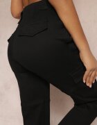 daysie Pantaloni cargo negri cu talie înaltă Margeret