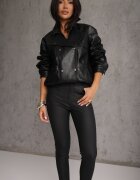 daysie Pantaloni cerati slim cu finisaj mat Nudrey Negri