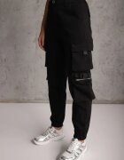 daysie Pantaloni Joggere Negri cu Buzunare Cargo din Bumbac Elastic Irisane