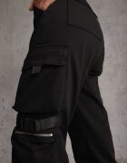 daysie Pantaloni Joggere Negri cu Buzunare Cargo din Bumbac Elastic Irisane