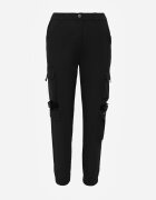 daysie Pantaloni Joggere Negri cu Buzunare Cargo din Bumbac Elastic Irisane