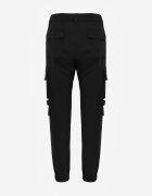 daysie Pantaloni Joggere Negri cu Buzunare Cargo din Bumbac Elastic Irisane