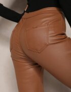daysie Pantaloni Maro deschis din imitație de piele Croială Skinny Sonowa