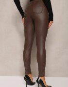 daysie Pantaloni Maro din piele ecologică cu croială skinny Sonowa
