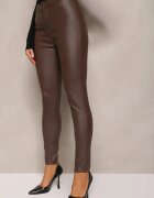 daysie Pantaloni Maro din piele ecologică cu croială skinny Sonowa