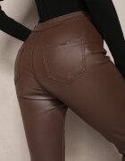 daysie Pantaloni Maro din piele ecologică cu croială skinny Sonowa